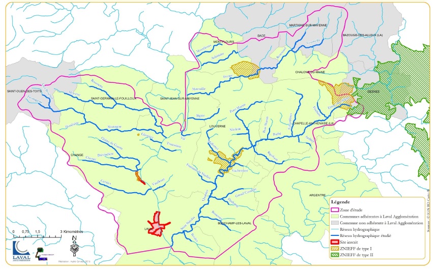 Zones naturelles du bassin amont de Laval affluents