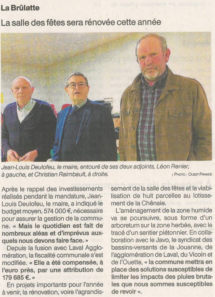 OF du 13/01/2020 - Projet de la commune de LA BRULATTE